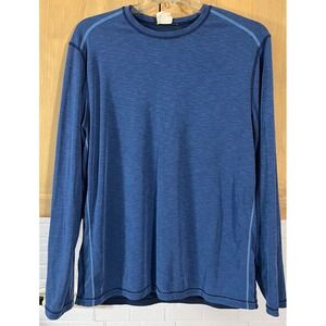 Tommy Bahama Long Sleeve T-Shirt Men's L Blue Slub Knit Marlin Logo